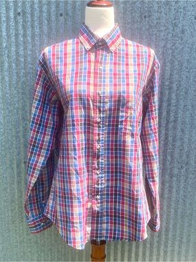 Men's Vintage Boundary Waters Plaid Button-Down Shirt Long Sleeve Size Large